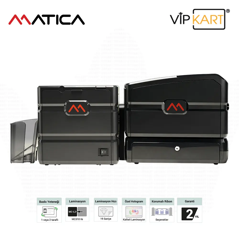 Matica MC310 Kart Yazıcı – Çift Yüz | MC-L2 Laminasyon Modülü [LMS]